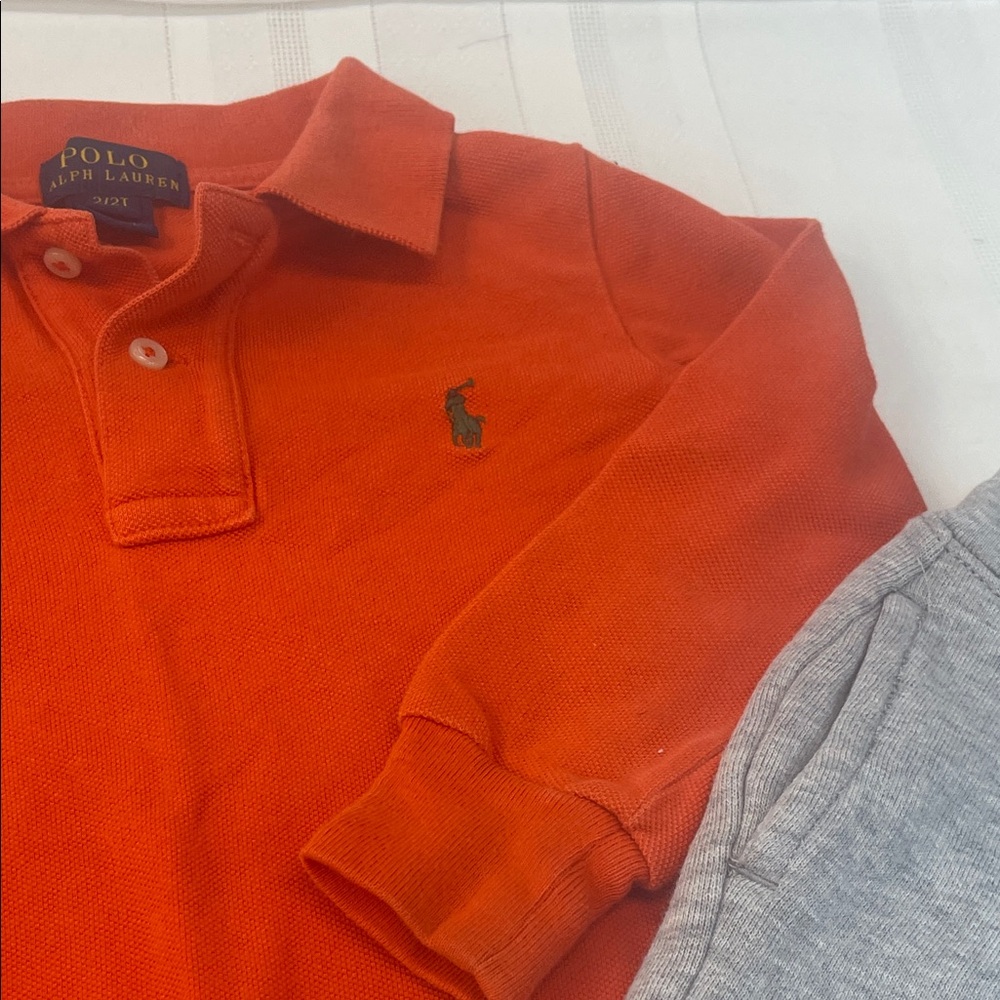 Polo Ralph Lauren Orange Shirt and Gray Pants Set size 2T - Picture 11 of 12